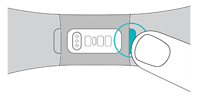 Coach électronique tourné vers le bas avec le bouton mis en évidence pour détacher le bracelet, à l'endroit où le bracelet rejoint le boîtier